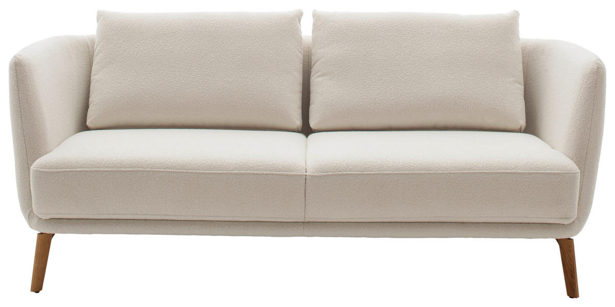 2,5-SITZER  in Flachgewebe Weiß  - Eichefarben/Weiß, Design, Holz/Textil (190/71/91cm) - Schöner Wohnen