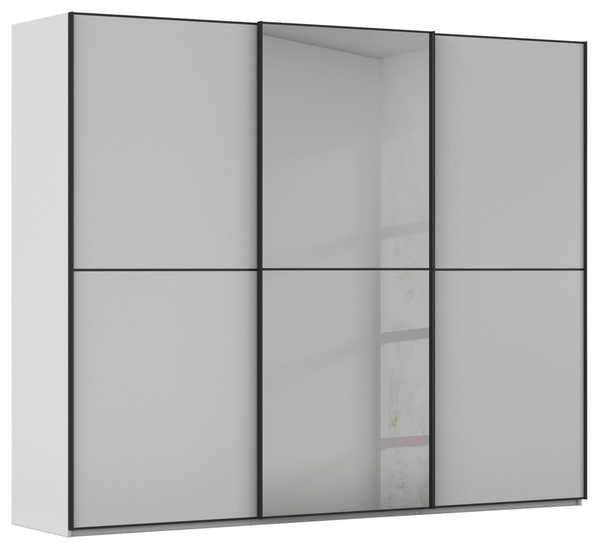 SCHWEBETÜRENSCHRANK  in Grau, Schwarz  - Schwarz/Grau, KONVENTIONELL, Glas/Holzwerkstoff (242/223/68cm) - Novel