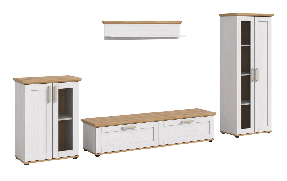 WOHNWAND 4-teilig  in Lärchefarben, Eiche Artisan  316/161/40 cm  - Silberfarben/Lärchefarben, Design, Holzwerkstoff/Kunststoff (316/161/40cm) - Livetastic