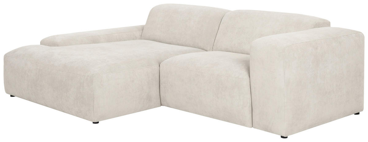 ECKSOFA in Cord Creme  - Creme/Schwarz, Design, Kunststoff/Textil (170/252cm) - MID.YOU