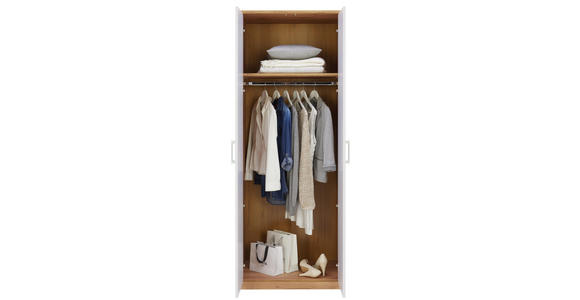 KLEIDERSCHRANK in Weiß, Eichefarben - Eichefarben/Silberfarben, KONVENTIONELL, Holzwerkstoff/Kunststoff (72/194/54cm) - Xora