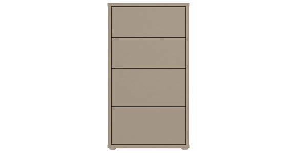 KOMMODE , 55/99/35 cm, 4 Schublade(n)  - Taupe/Silberfarben, Trend, Holzwerkstoff/Kunststoff (55/99/35cm) - Carryhome