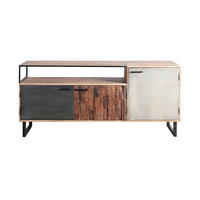 LOWBOARD  in 175/77/40 cm  - Hellbraun/Schwarz, Design, Holz/Stein (175/77/40cm) - Carryhome