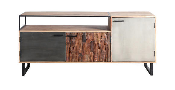 LOWBOARD in 175/77/40 cm - Hellbraun/Schwarz, Design, Holz/Stein (175/77/40cm) - Carryhome