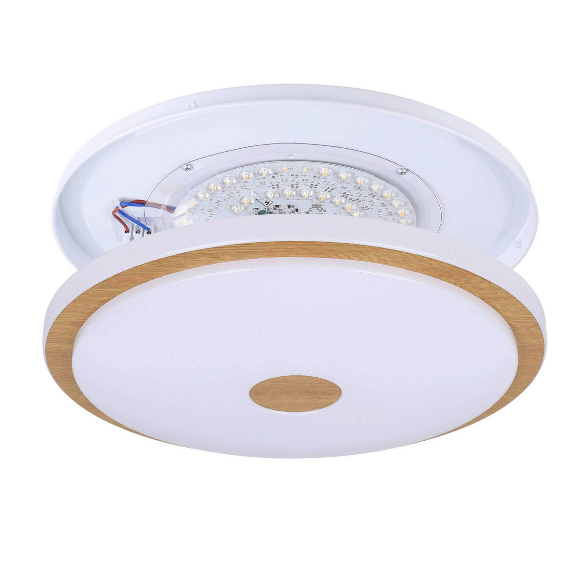 LED-DECKENLEUCHTE 48/8 cm   - Braun/Weiß, Basics, Holz/Kunststoff (48/8cm) - Eglo