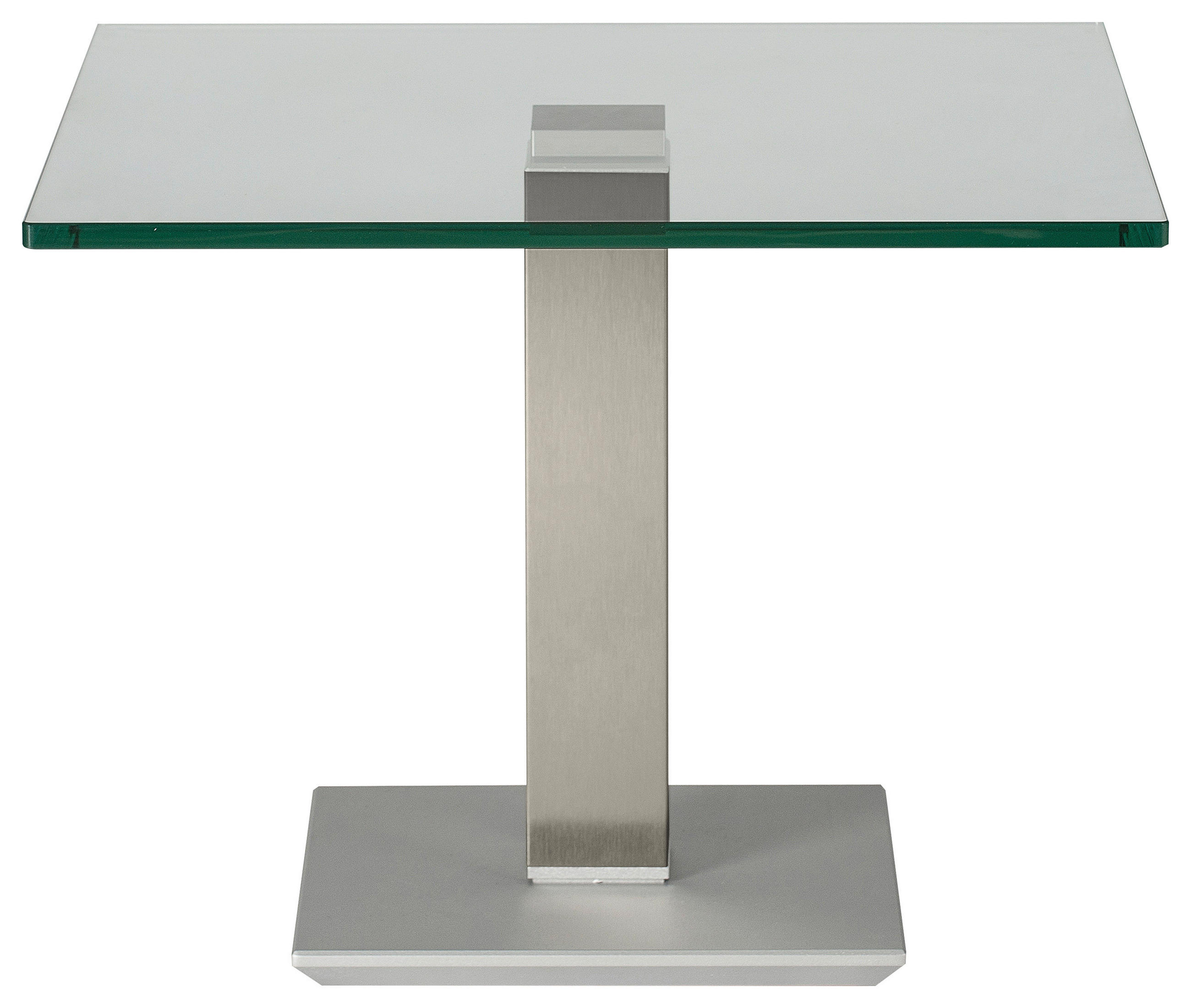 BEISTELLTISCH 60/60/46-65 cm Grau, Edelstahlfarben quadratisch  - Edelstahlfarben/Grau, Design, Glas/Kunststoff (60/60/46-65cm)