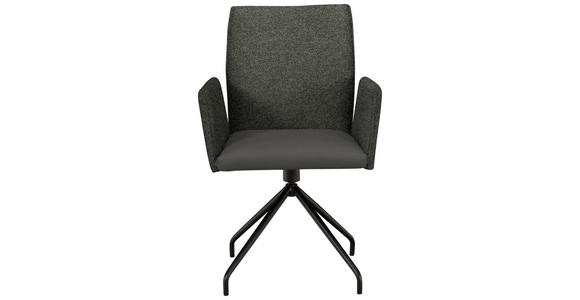 ARMLEHNSTUHL  , Typenauswahl, Sitzfläche 360° drehbar  , Webstoff, Mikrofaser  ,  - Anthrazit/Schwarz, Design, Textil/Metall (60/91/60cm) - Moderano
