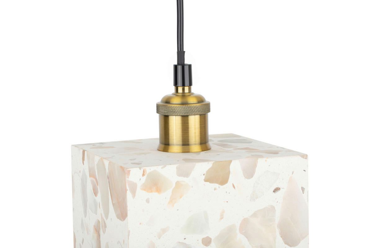 HÄNGELEUCHTE 15/15/120 cm  - Beige, Design, Stein/Metall (15/15/120cm) - Collet's Monde