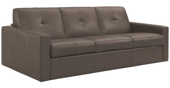 SCHLAFSOFA Bard in Echtleder Taupe  - Taupe/Schwarz, KONVENTIONELL, Leder/Kunststoff (206/81/96cm) - Novel