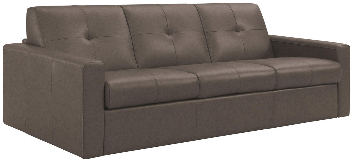 SCHLAFSOFA Bard in Echtleder Taupe  - Taupe/Schwarz, KONVENTIONELL, Leder/Kunststoff (206/81/96cm) - Novel