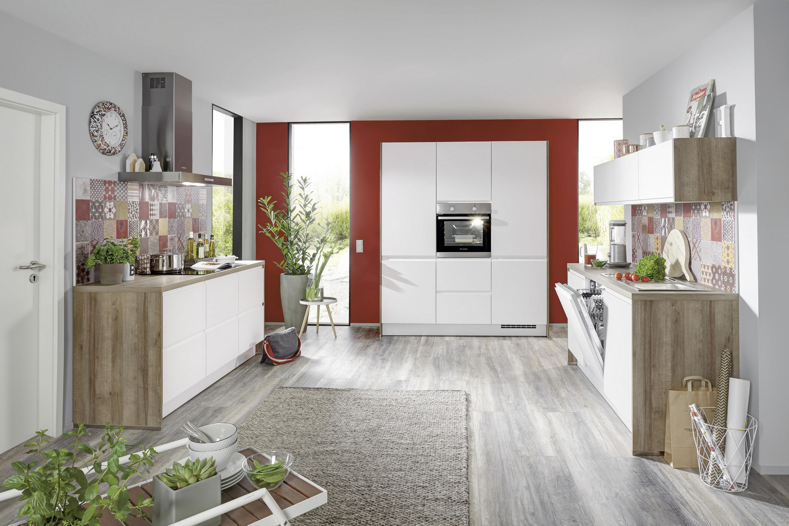 EINBAUKÜCHE   - Weiss, Design, Holzwerkstoff - Celina