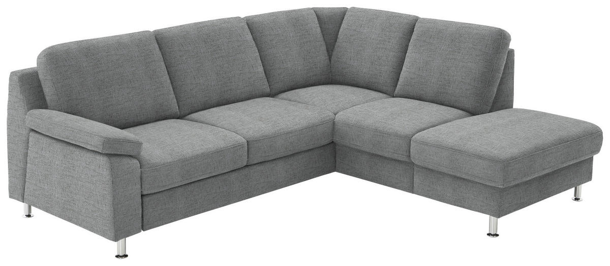 ECKSOFA in Webstoff Hellgrau  - Hellgrau/Alufarben, Konventionell, Textil/Metall (241/200cm) - Beldomo System