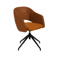 ARMLEHNSTUHL  Stoffauswahl, Wippfunktion, Sitzfläche 360° drehbar, gepolsterte Armlehnen Flachgewebe  - Cognac/Schwarz, Design, Textil/Metall (63/74-90/57-73cm) - Koinor