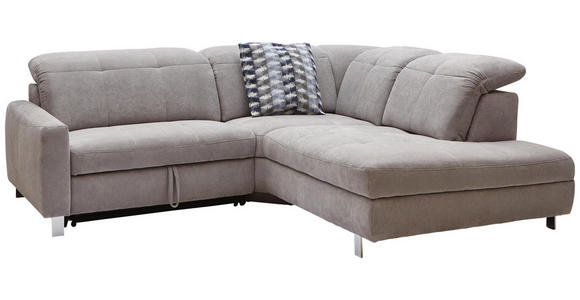 WOHNLANDSCHAFT in Textil Hellgrau - Chromfarben/Hellgrau, Design, Textil/Metall (251/221cm) - Dieter Knoll