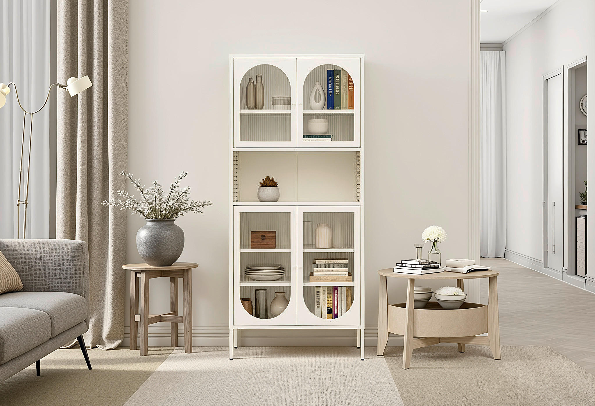 BUFFET 80/180/35 cm  in Creme  - Transparent/Goldfarben, Design, Glas/Metall (80/180/35cm) - MID.YOU