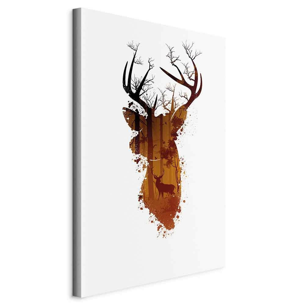LEINWANDBILD Abstraktes, Tiere, Bäume 60/90/1,2 cm  - Cognac/Weiß, Basics, Holz/Textil (60/90/1,2cm) - artgeist