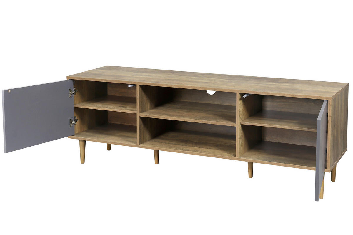 LOWBOARD  in 160/55/40 cm  - Naturfarben/Grau, Design, Holzwerkstoff (160/55/40cm) - Livetastic