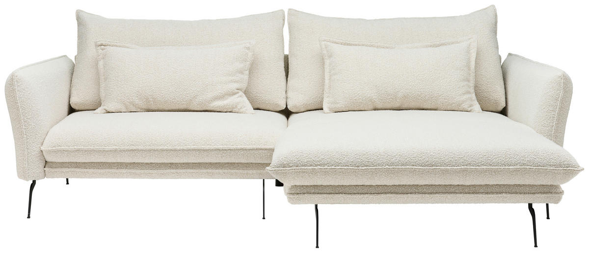 ECKSOFA Creme Bouclé  - Creme/Schwarz, Design, Textil/Metall (277/182cm) - Stylife