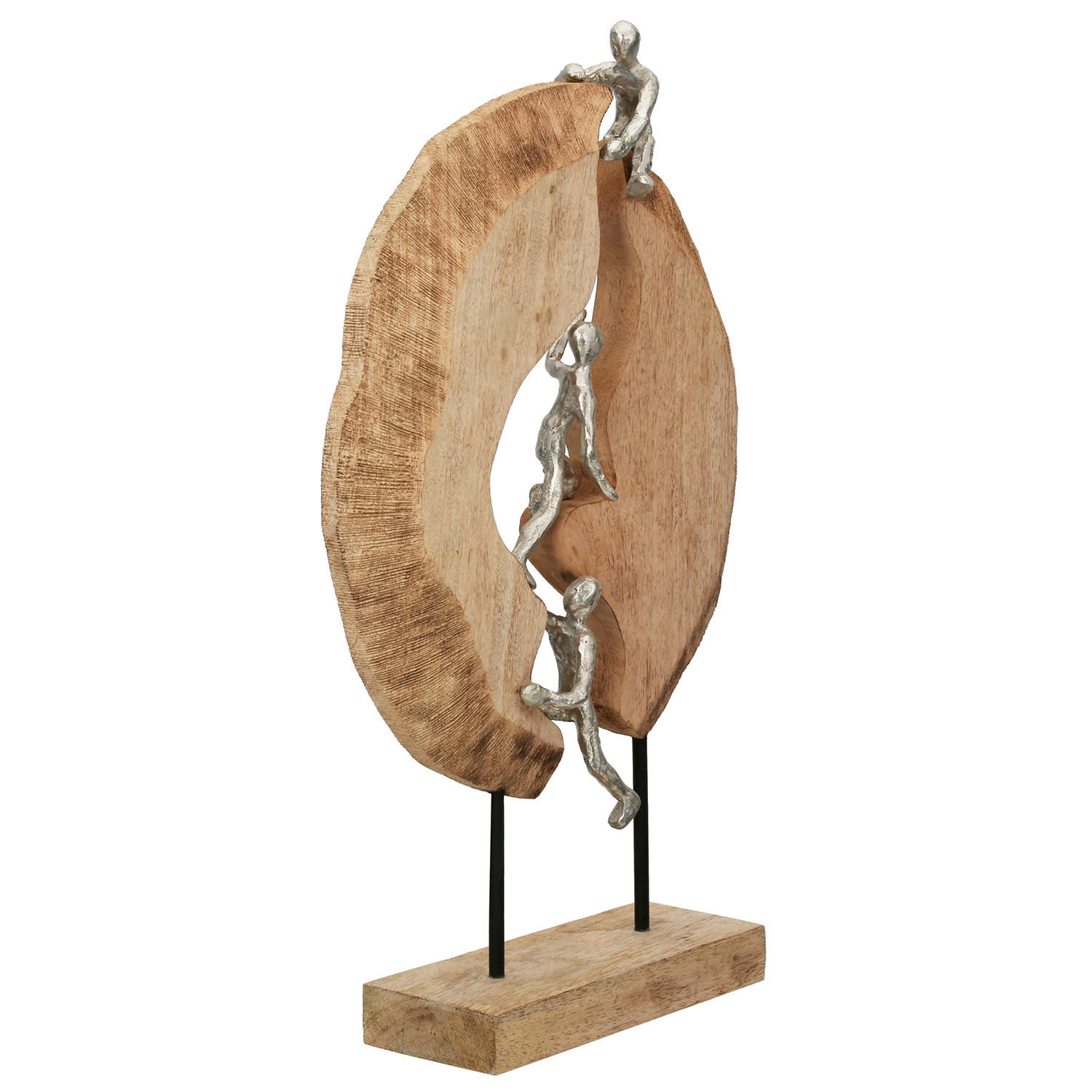 SKULPTUR - Hellbraun/Silberfarben, LIFESTYLE, Holz/Metall (35/36/9cm)