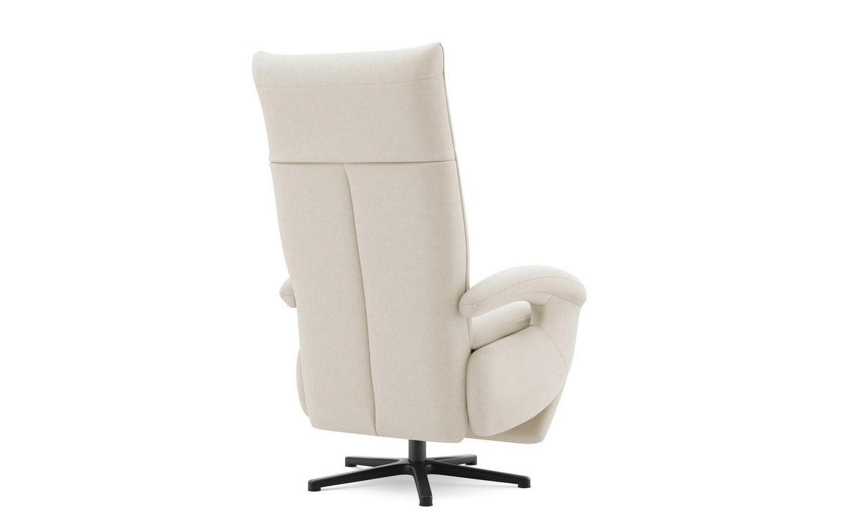 RELAXSESSEL Flachgewebe Kopfteilverstellung, Rücken echt    - Creme/Schwarz, MODERN, Textil/Metall (74/112/82cm) - Sit & More