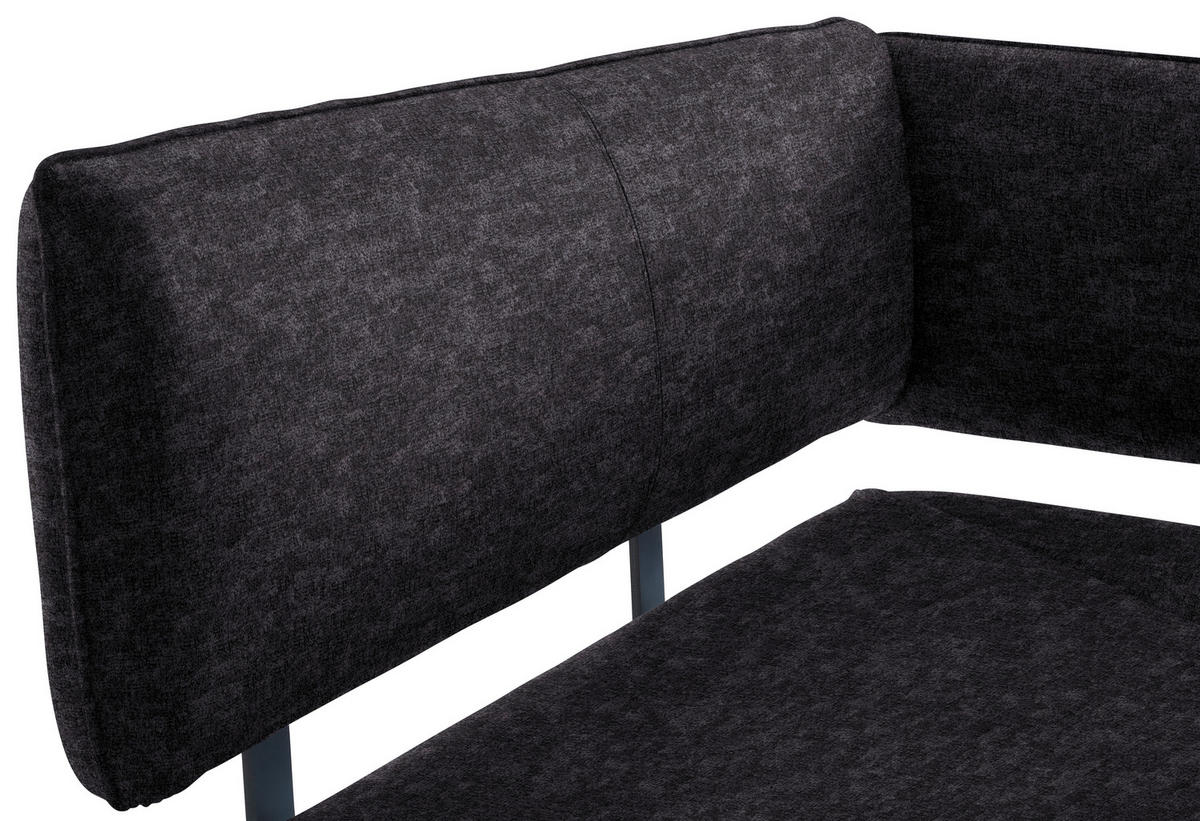 ECKBANK 140/180 cm  in Anthrazit, Schwarz  - Anthrazit/Schwarz, MODERN, Textil/Metall (140/180cm) - Cantus