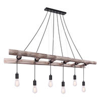 HÄNGELEUCHTE IRMGARD 160/30/192 cm   - Schwarz/Naturfarben, Design, Holz/Metall (160/30/192cm) - Globo