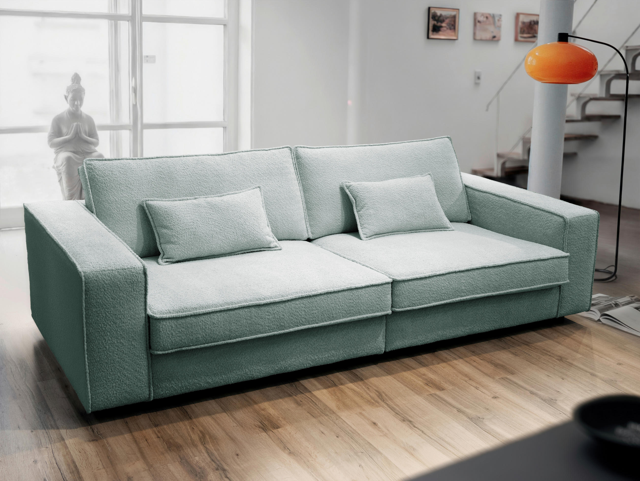 MID.YOU POHOVKA BIG SOFA, plast, textil, kompozitní dřevo, mátově zelená