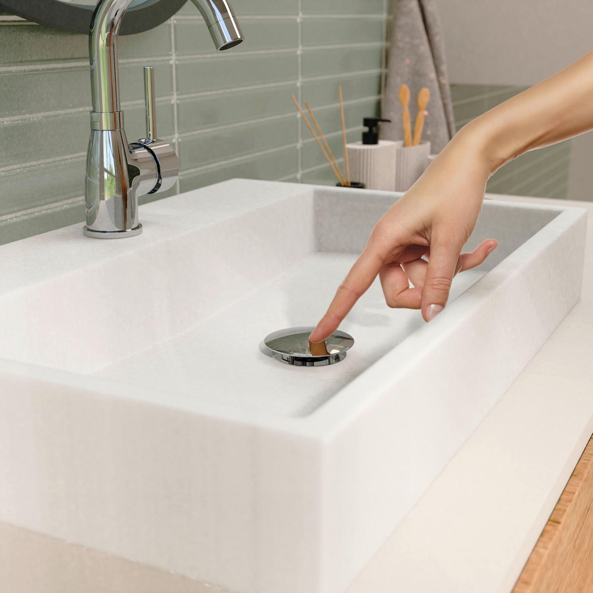 ABLAUFVENTIL  - Chromfarben, Basics, Metall (7,0/6,5cm) - Xora