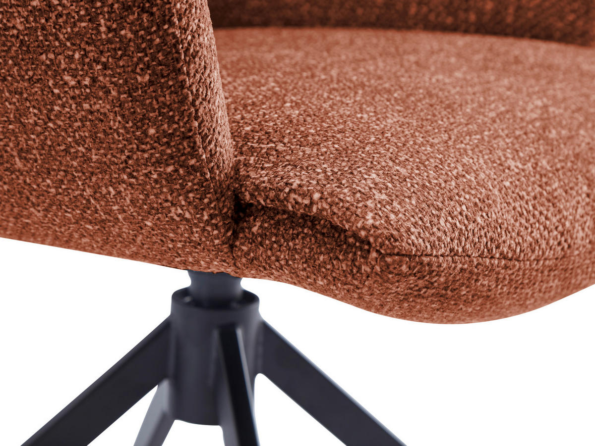 ARMLEHNSTUHL  in Eisen Leinenoptik  - Rostfarben/Schwarz, Design, Textil/Metall (64/86/63cm) - Dieter Knoll