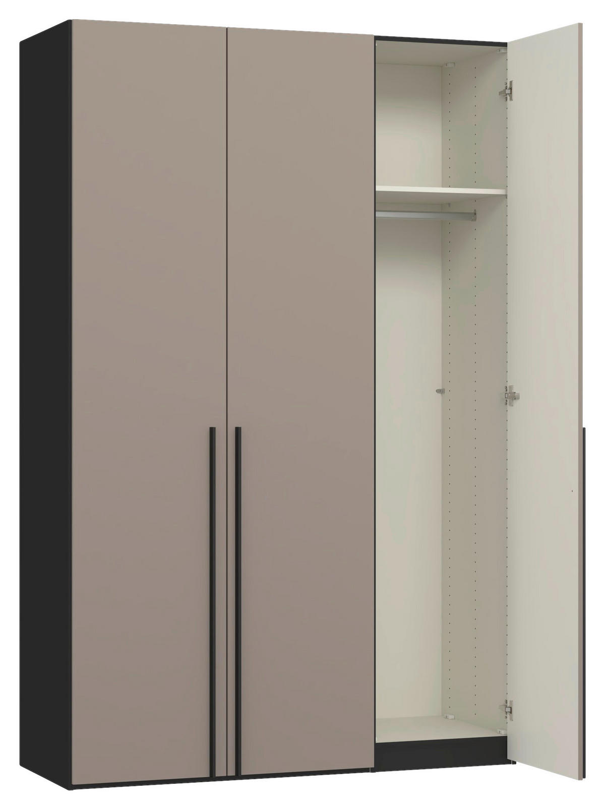 DREHTÜRENSCHRANK 152/236/59 cm,  in Schwarz, Hellbraun, 3-türig  - Hellbraun/Schwarz, Design, Glas/Holzwerkstoff (152/236/59cm) - Jutzler