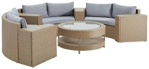 LOUNGEGARNITUR Stahl  - Braun/Grau, MODERN, Glas/Kunststoff (60/36/69cm) - Ambia Garden