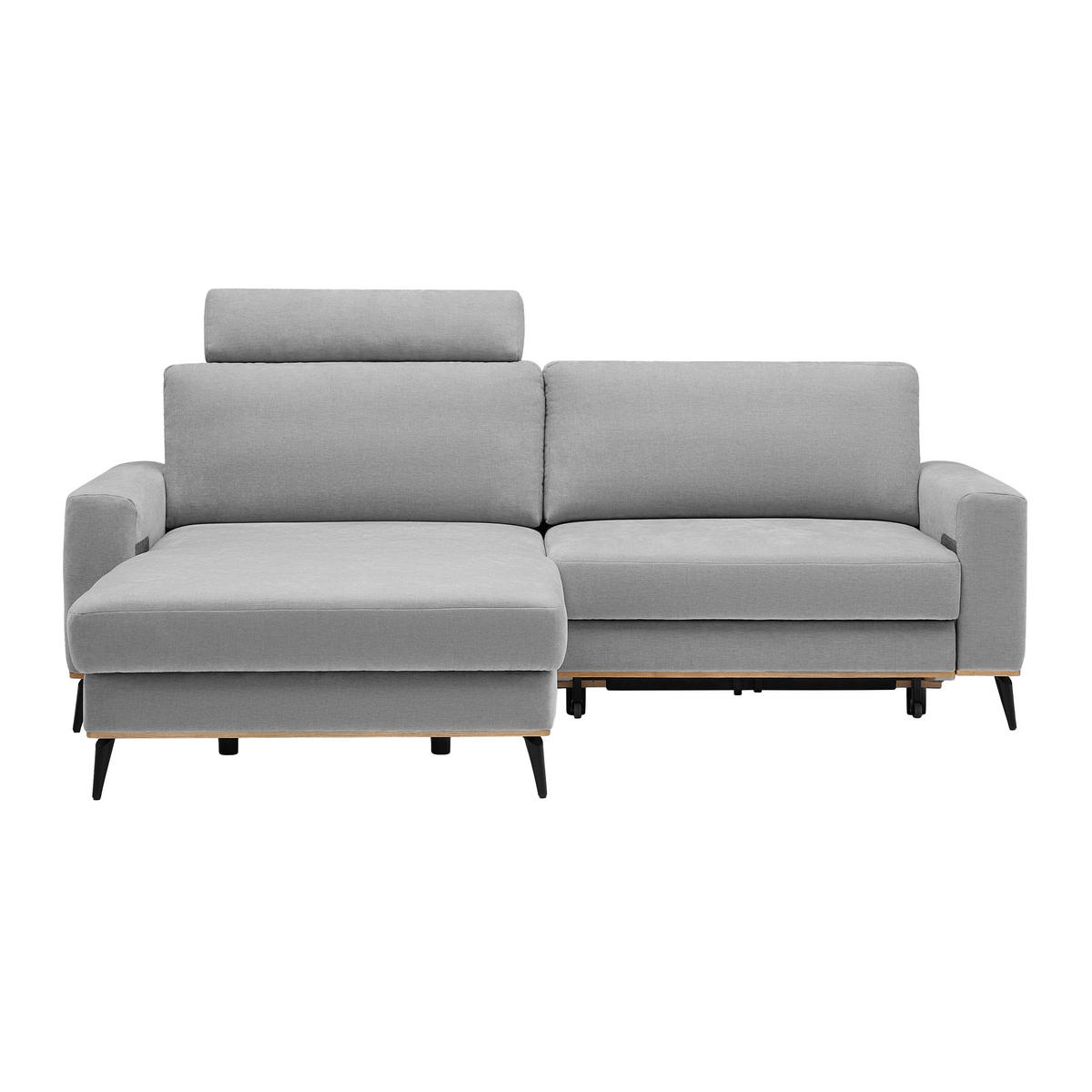 ECKSOFA Chenille Hellgrau  - Hellgrau/Schwarz, Konventionell, Holz/Textil (167/87/234cm) - MID.YOU