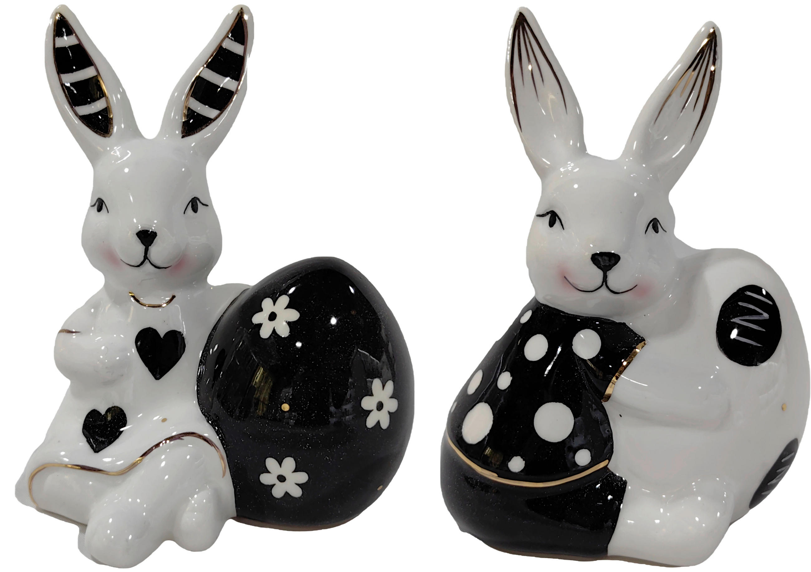 DEKOHASE - Goldfarben/Schwarz, LIFESTYLE, Keramik (8/10/6cm)