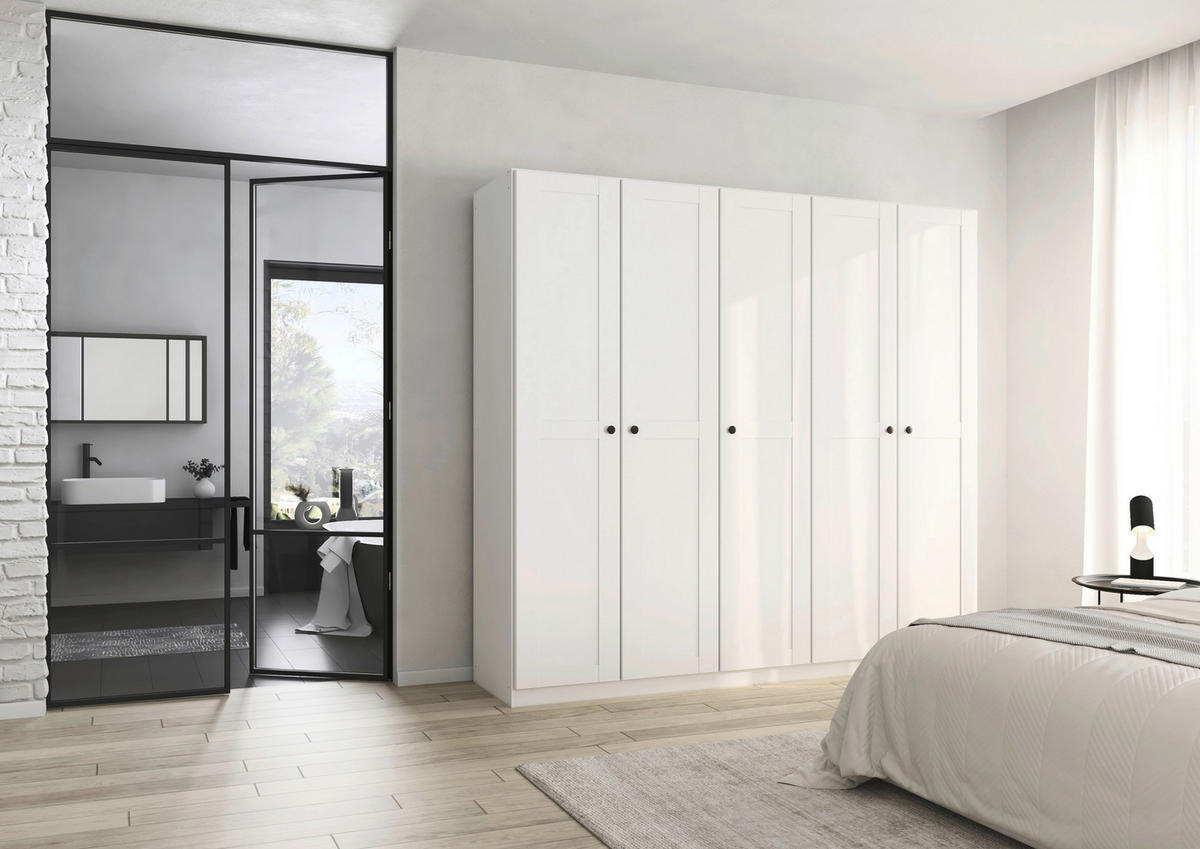 DREHTÜRENSCHRANK 226/210/54 cm,  in Weiß, 5-türig  - Schwarz/Weiß, KONVENTIONELL, Holzwerkstoff/Kunststoff (226/210/54cm) - home24