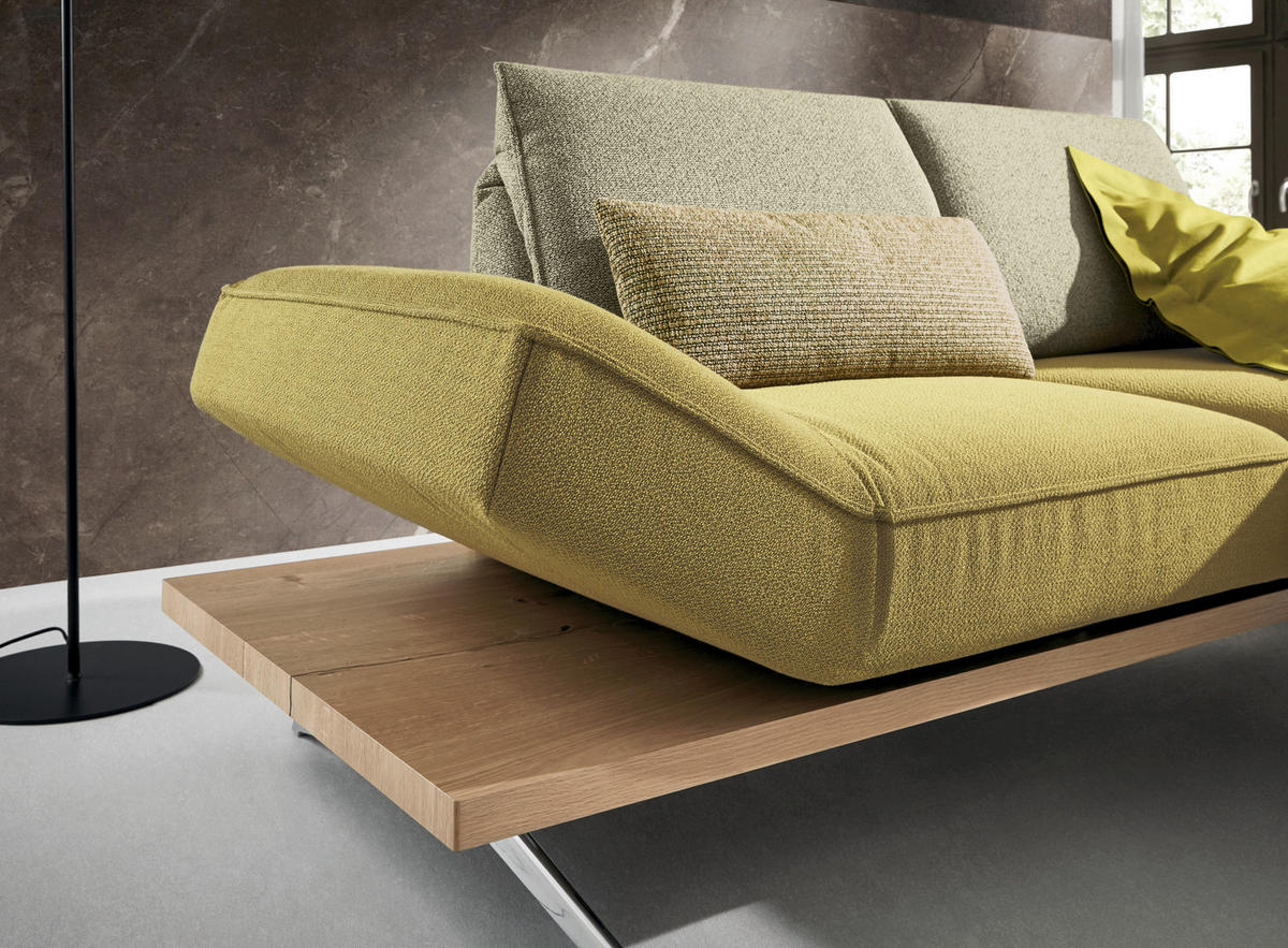 ECKSOFA Limette Flachgewebe  - Chromfarben/Limette, Design, Holz/Textil (132/240cm) - Koinor