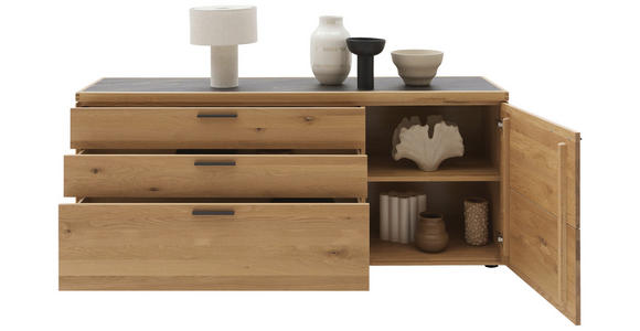 KOMMODE in 181,9/74,5/45,2 cm - Wildeiche/Schwarz, Design, Holz/Metall (181,9/74,5/45,2cm) - Valnatura