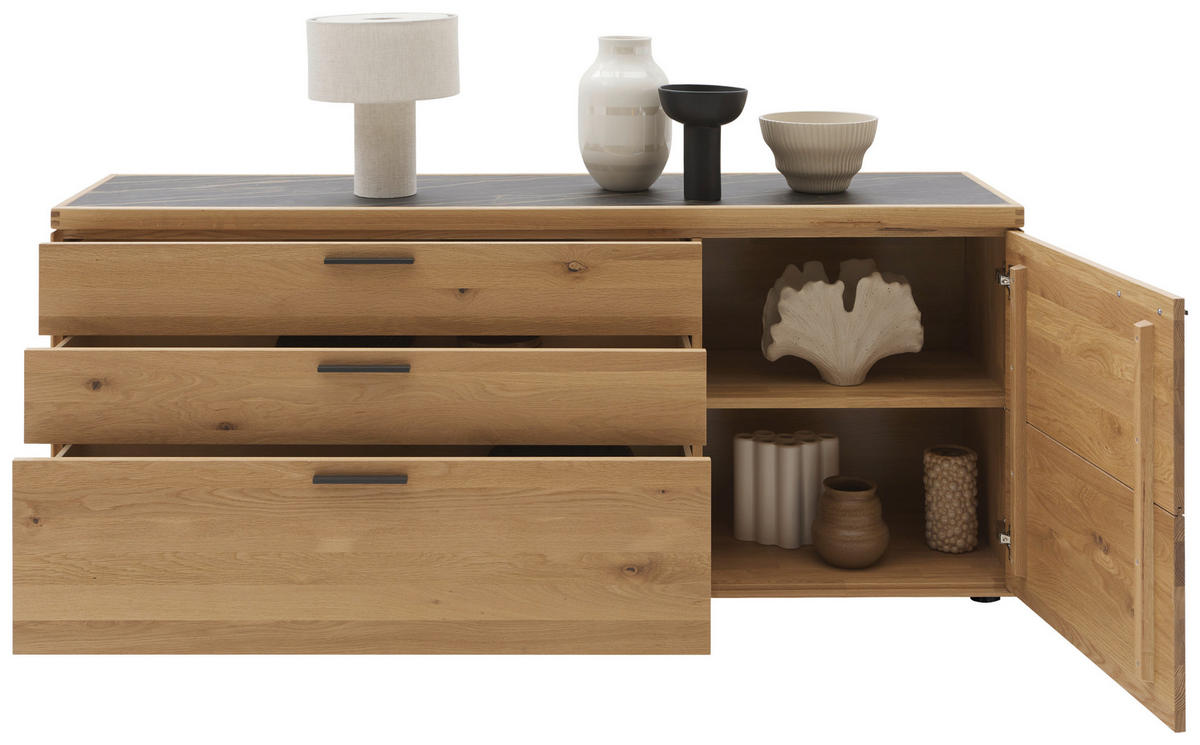 KOMMODE 181,9/74,5/45,2 cm  in Wildeiche  - Wildeiche/Schwarz, Design, Holz/Metall (181,9/74,5/45,2cm) - Valnatura