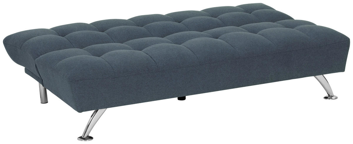 SCHLAFSOFA Leinenoptik Blau  - Blau/Silberfarben, Basics, Textil/Metall (195/90/98cm) - MID.YOU