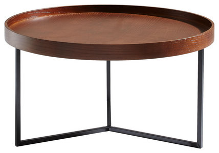 Couchtisch Eiche Furniert Rund Schwarz Eichefarben Online Kaufen