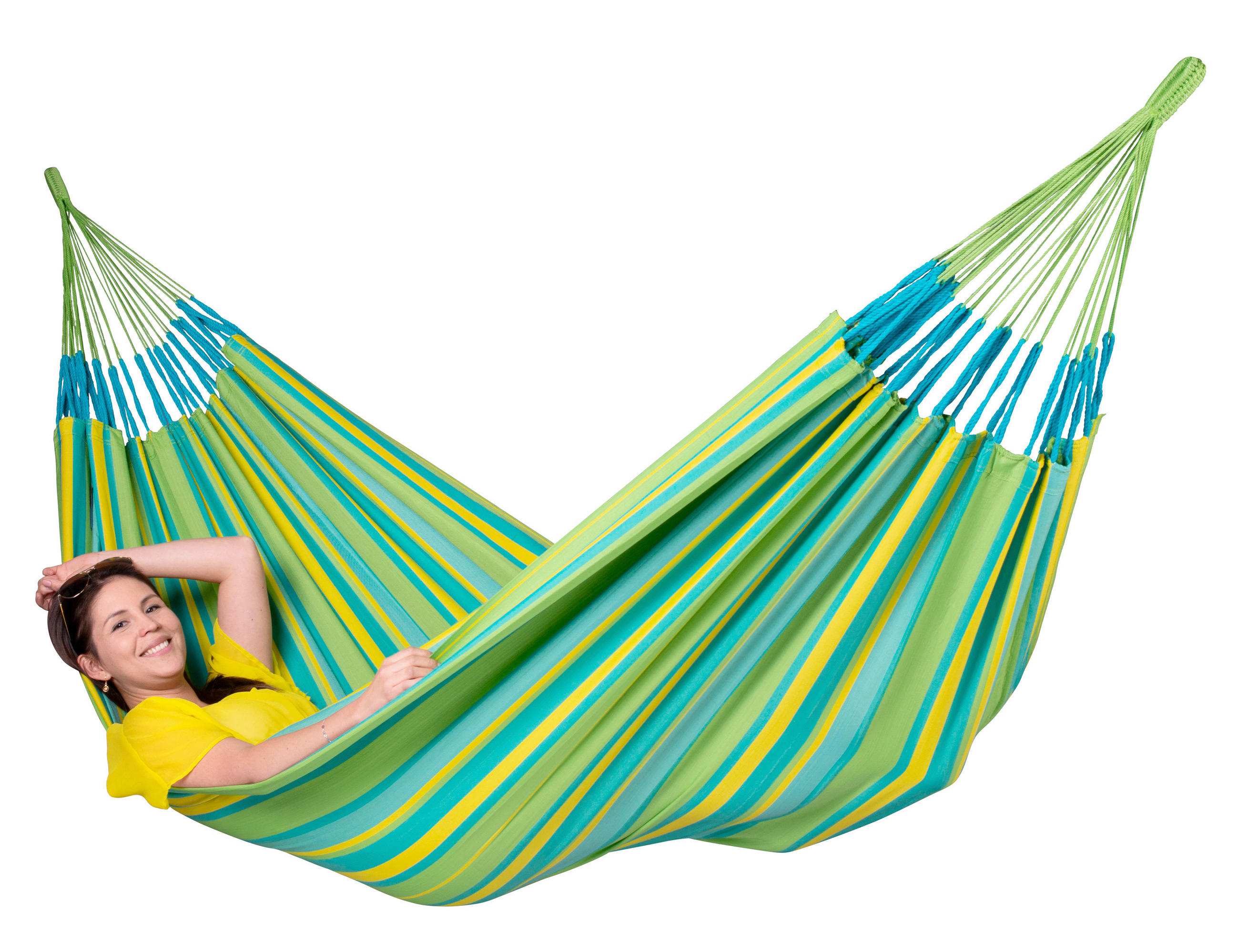 HÄNGEMATTE kingsize outdoor  - Türkis/Gelb, KONVENTIONELL, Textil (180/400cm) - La Siesta