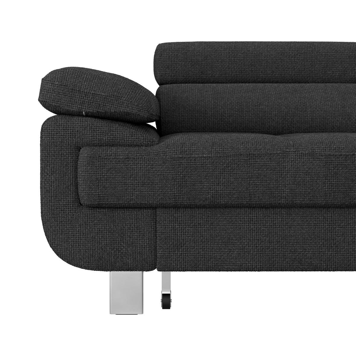 ECKSOFA in Drell Graphitfarben  - Graphitfarben, Modern, Textil/Metall (270/230cm) - MID.YOU