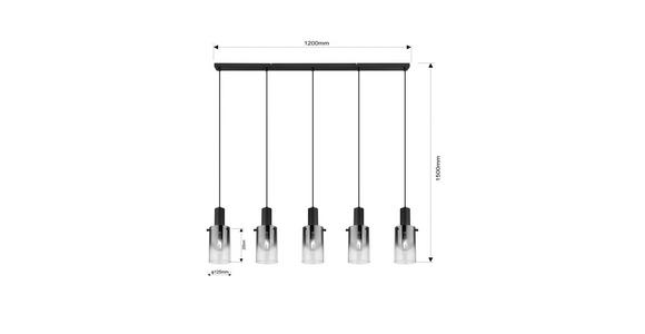 HÄNGELEUCHTE 120/12,5/150 cm - Schwarz, Design, Glas/Kunststoff (120/12,5/150cm) - Novel