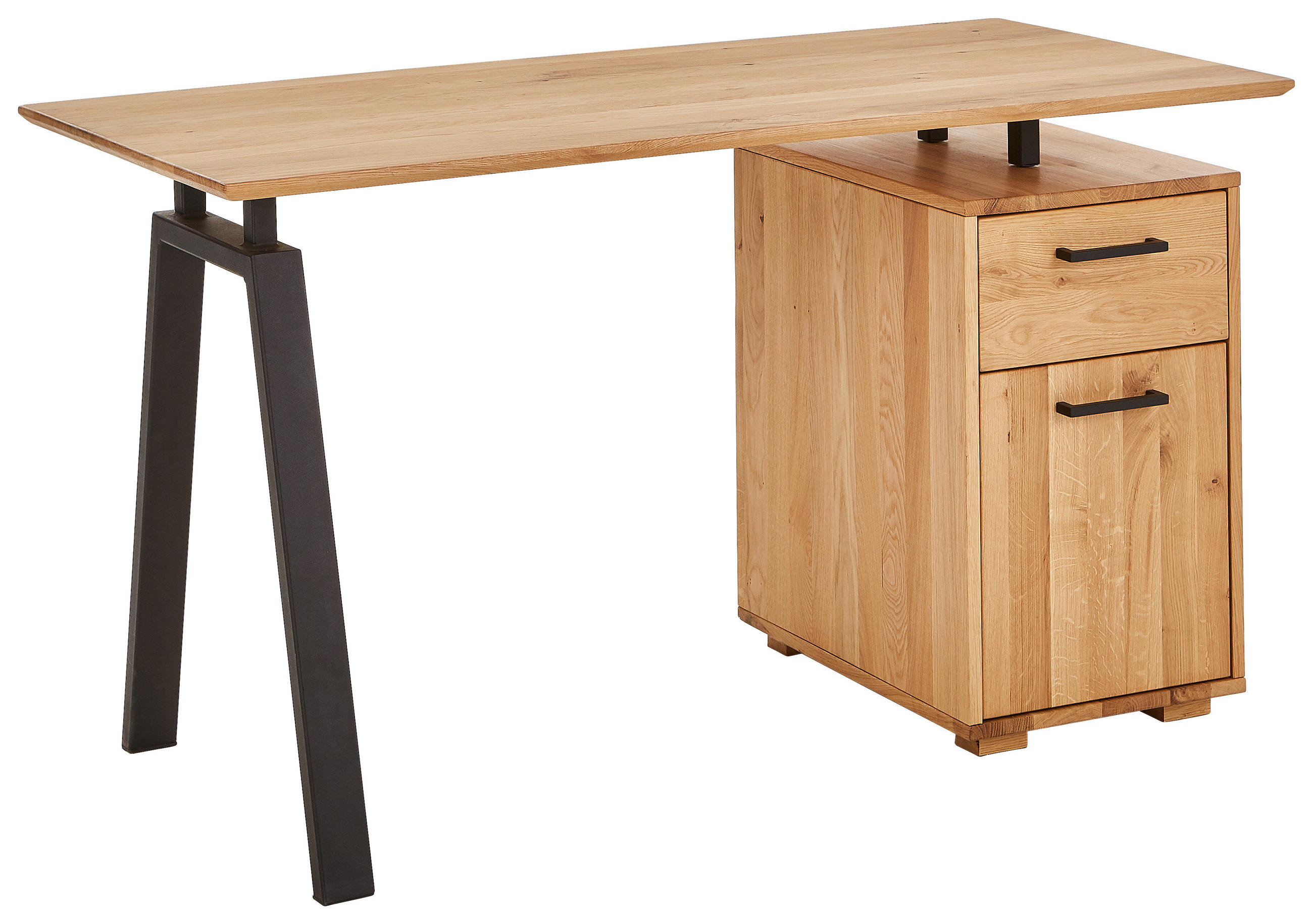 ÍRÓASZTAL  - fekete/tölgyfa, Konventionell, műanyag/fa (140/65/75cm) - Linea Natura