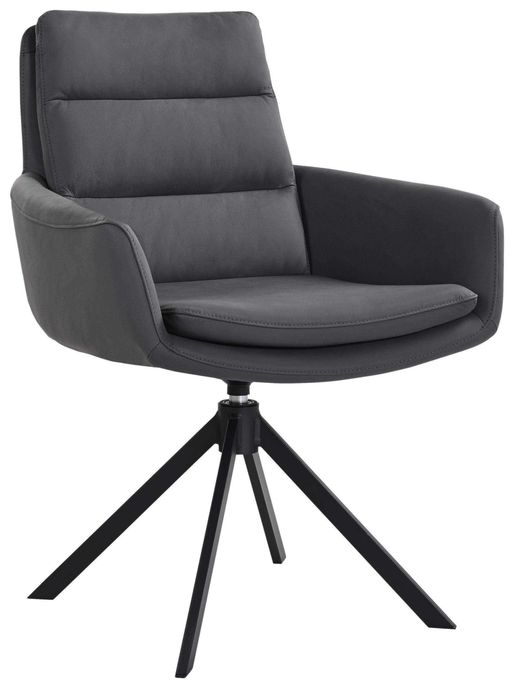 ARMLEHNSTUHL Stahl Echtleder pigmentiert  - Schwarz, Design, Leder/Metall (62,5/89/66,5cm) - Dieter Knoll