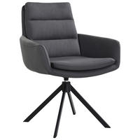 ARMLEHNSTUHL  in Stahl Echtleder pigmentiert  - Schwarz, Design, Leder/Metall (62,5/89/66,5cm) - Dieter Knoll