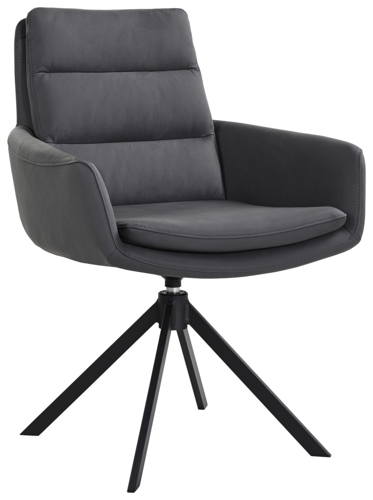 ARMLEHNSTUHL  in Stahl Echtleder pigmentiert  - Schwarz, Design, Leder/Metall (62,5/89/66,5cm) - Dieter Knoll