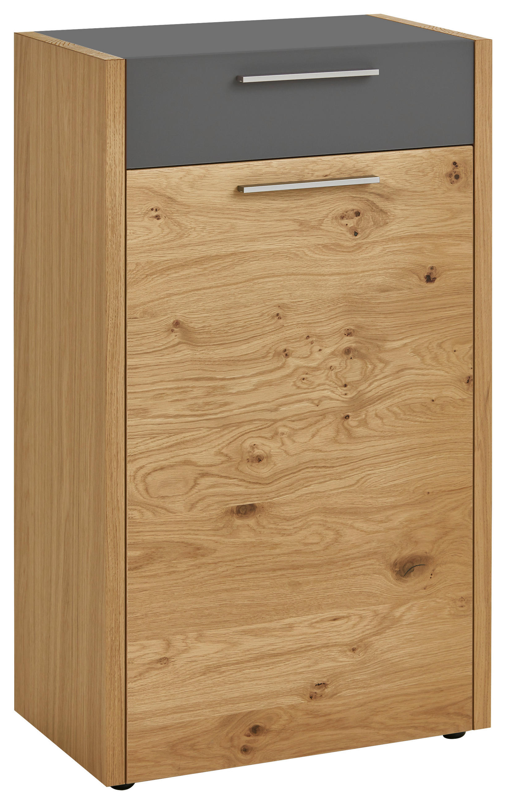 SCHUHSCHRANK Eiche, Balkeneiche furniert Grau, Eichefarben - Eichefarben/Silberfarben, Design, Holz/Holzwerkstoff (61/103/37cm)