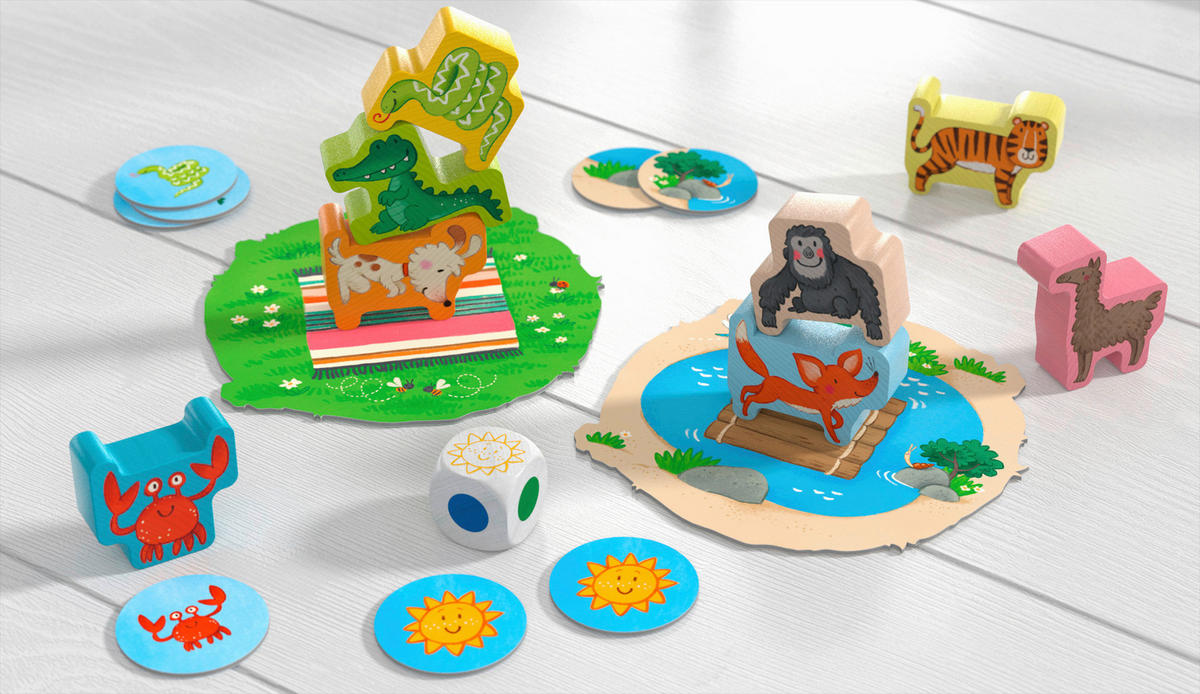 LERNSPIEL Meine ersten Spiele - Tier auf Tier Junior  - Multicolor, Basics, Naturmaterialien/Holz - Haba