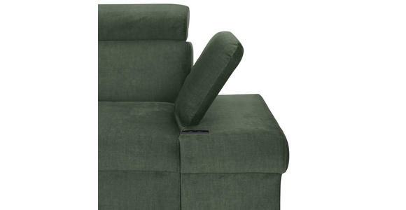 ECKSOFA Dunkelgrün Flachgewebe Rücken echt, Kopfteilverstellung, Sitzvorzug  - Dunkelgrün/Schwarz, MODERN, Textil/Metall (210/258cm) - Landscape