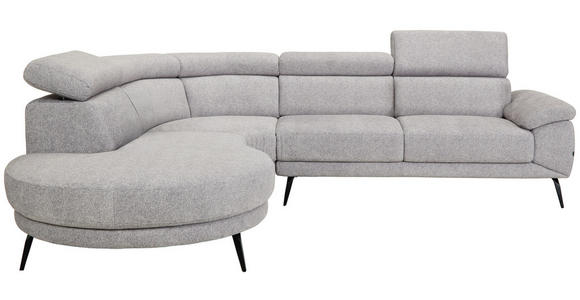 ECKSOFA in Velours Grau  - Schwarz/Grau, Design, Textil/Metall (264/299cm) - Novel